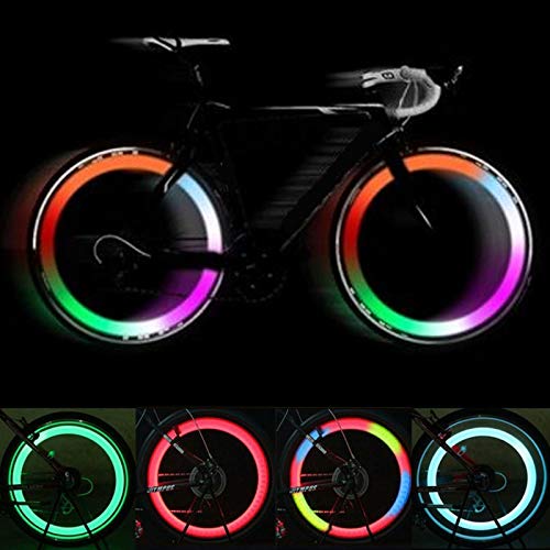 8 pcs Luz de Radios de Bicicleta, Paquete de 2 Neumáticos Luces de Radios de Bicicleta Delanteras y Traseras,LED Lámparas de Neón Usadas con 3 Modelos Intermitentes