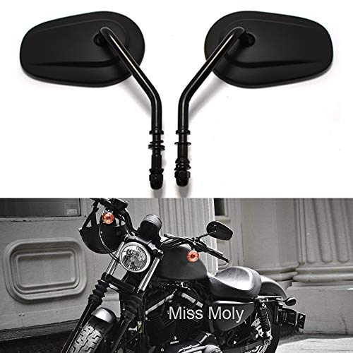 8mm Motocicleta Espejos Laterales para Sportster 1200 XL883 Dyna Softail Low Rider Breakout Road Glide Rocker (#2-Negro)