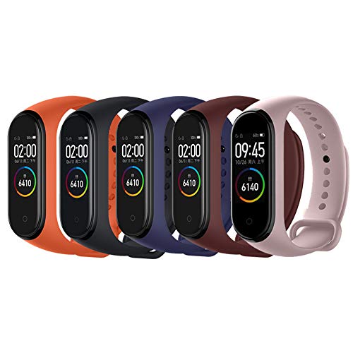 Acalder Compatible con Mi Smart Band 4,5 Piezas Correa para Xiaomi Mi Band 3/4 Pulsera Banda - Silicona Reloj de Recambio Brazalete Coloridos Correas para Xiaomi Mi Band 3 Mi Smart Band 4