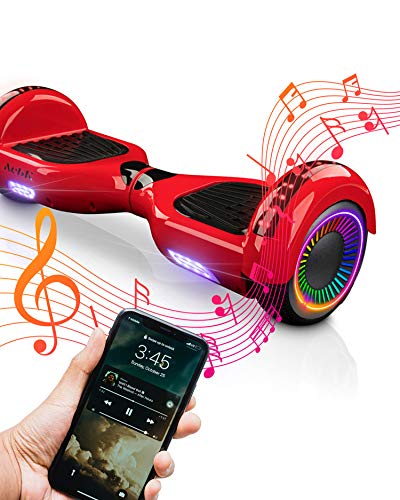 ACBK - Hoverboard Patinete Eléctrico Autoequilibrio con Ruedas de 6.5" (Altavoces Bluetooth + Ruedas Led integradas + Bolsa Transporte) Velocidad máxima: 10-12 km/h - Autonomía 10-12 km (Rojo)