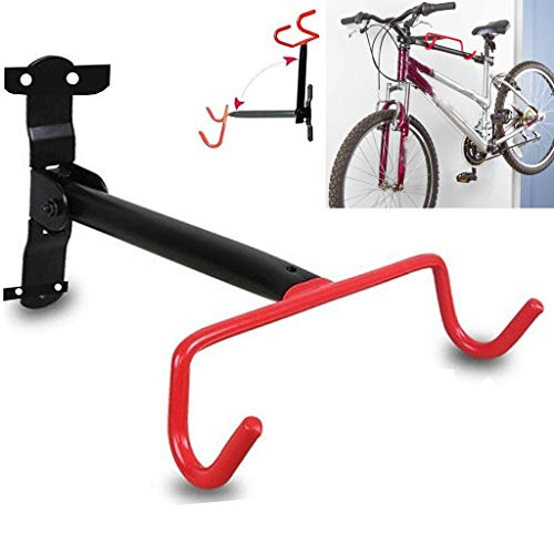 ADGO Colgador de Bicicletas Plegable, Soporte de Pared con Gancho para Pared de Bicicleta, Comodidad y Ahorro de Espacio en el Garaje, Apartamento, Habitación, Balcón, Duradero, Rojo Negro, 1 pieza