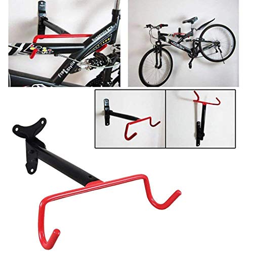 ADGO Colgador de Bicicletas Plegable, Soporte de Pared con Gancho para Pared de Bicicleta, Comodidad y Ahorro de Espacio en el Garaje, Apartamento, Habitación, Balcón, Duradero, Rojo Negro, 1 pieza