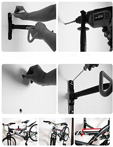 ADGO Colgador de Bicicletas Plegable, Soporte de Pared con Gancho para Pared de Bicicleta, Comodidad y Ahorro de Espacio en el Garaje, Apartamento, Habitación, Balcón, Duradero, Rojo Negro, 1 pieza