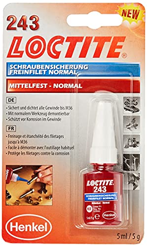 Adhesivo para tornillos Loctite 243, resistencia moderada, tubo plegable de 5 ml.