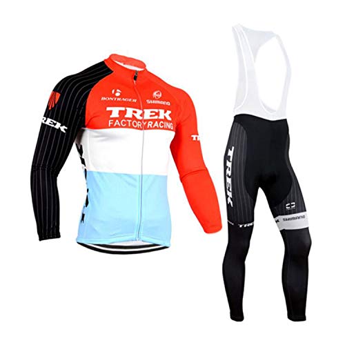 ADKE Hombres Jerseys Maillot Ciclismo Pantalones Largos Mangas Largas de Ciclismo Ropa Maillot para Deportes al Aire Libre Ciclo Bicicleta (L, TREKRED)