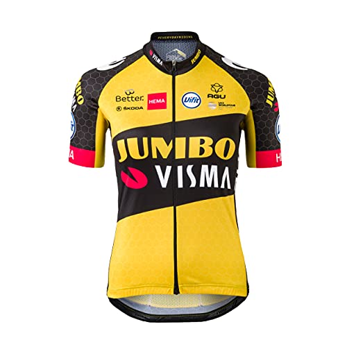 AGU Replica Team Jumbo Visma 2021 Mujer, Maillot Ciclismo Mujer Verano, Ropa de Ciclismo Oficial del Equipo de Ciclismo Profesional Jumbo Visma - Amarillo - L