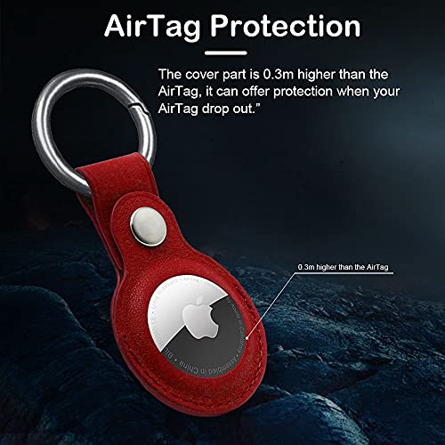 AirTag Funda Protectora de Piel Auténtica, Antipérdida, Llavero Portátil Cuero Apple Airtag Accesorios, Resistente a los Arañazos Protector Compatible con AirTag Finder Amarillo