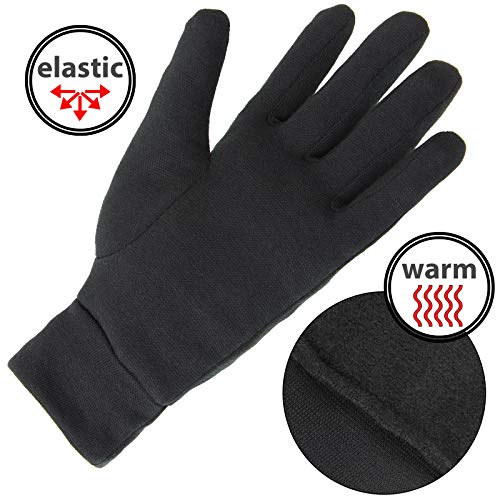 ALPIDEX Guantes internos Guantes Interiores Shaven Sheep Guantes Ligeros Finos Calientes Liner Interior Rugoso Material elástico, Tamaño:M, Color:Black