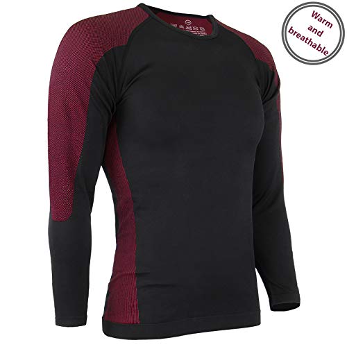 ALPIDEX Set de Ropa Térmica para Hombre, Ropa Interior para esquí - Transpirable, cálida y de Secado rápido, Tamaño:S/M, Color:Negro-Rojo