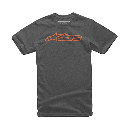 Alpinestar Blaze Classic tee Camiseta de Manga Corta con Logo de Corte Moderno, Hombre, Charcoal Heath./Orange, S