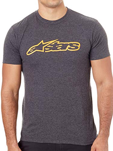 Alpinestar Blaze Classic tee Camiseta de Manga Corta con Logo de Corte Moderno, Hombre, Charcoal Heath./Orange, S