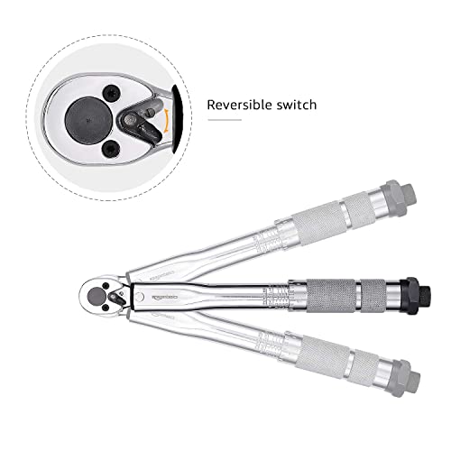 Amazon Basics - Llave de trinquete dinamométrica de 1/4 pulgadas , 3.95-22.5 Nm