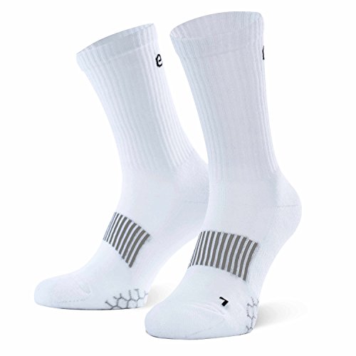 Amazon Brand - Eono - Calcetines Deportes Performance (3-Pack) Hombres y Mujeres, Unisex, Tenis Fútbol Correr Ciclismo, Color: Blanco, Tallas: UK 6-8, EU 39-42