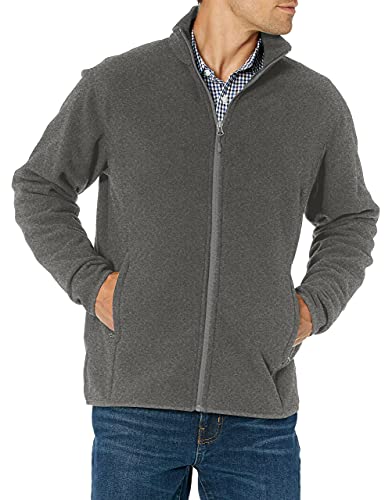 Amazon Essentials - Chaqueta de forro polar con cremallera completa para hombre, Gris (Charcoal Heather), US L (EU L)