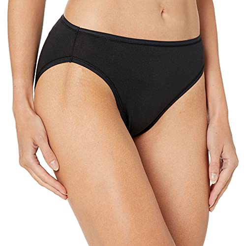 Amazon Essentials Cotton Stretch High-Cut Bikini Panty Pantis, Negro, XS