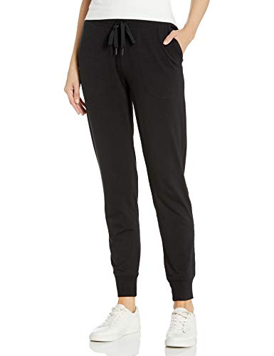 Amazon Essentials - Pantalón de mujer de algodón terry para correr, Negro, US L (EU L - XL)