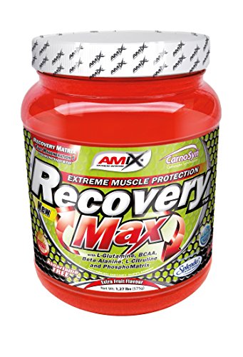 AMIX - Complemento Alimenticio Recovery Max - Favorece la Recuperación Muscular y Disminuye el Catabolismo Muscular - Glutamina en Polvo - Bote 575 g - Sabor Ponche de Frutas