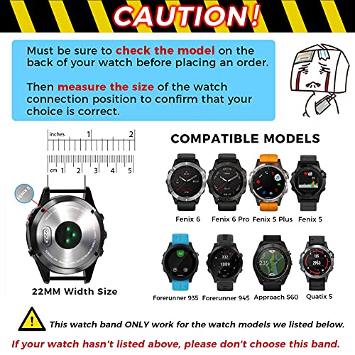 ANBEST Pulsera de Silicona Compatible con Garmin Fenix ​​5/Fenix ​​6 Correa, Brazalete de Liberación Rápida Para Fenix ​​5 Plus/Fenix ​​6 Pro/Forerunner 935/945, Roca