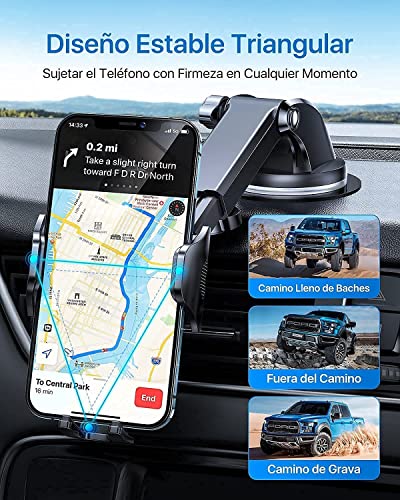 andobil Soporte Móvil Coche [Estable y Robusto de Vanguardia] 4 en 1 Soporte Movil Coche Ventosa Salpicadero/Parabrisa/Rejilla Sujeta Movil Coche 360° Rotación Compatible con iPhone Samsung Xiaomi