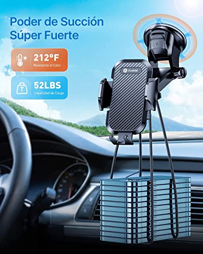 andobil Soporte Móvil Coche [Estable y Robusto de Vanguardia] 4 en 1 Soporte Movil Coche Ventosa Salpicadero/Parabrisa/Rejilla Sujeta Movil Coche 360° Rotación Compatible con iPhone Samsung Xiaomi