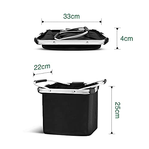 ANZOME Cesta Bicicleta Delantera Bolsas Reutilizables Desmontable Compra Cesta - Aluminio Mango Negro