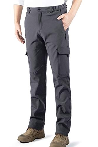 aoli ray Hombre Impermeables Lana Forrado Pantalones Trekking Escalada Senderismo Softshell Pantalones Gris Tamaño:XL