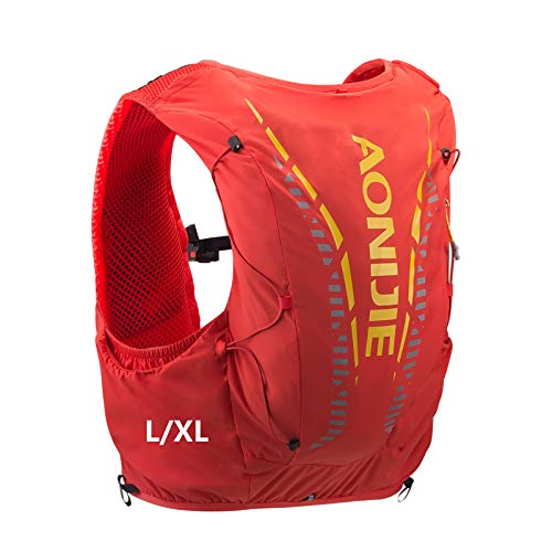 AONIJIE 12L Profesional Ligero Mochila de hidratación Superior Chaleco para Trail Running Ciclismo Marathoner para Hombre Mujer (Naranja-L/XL)