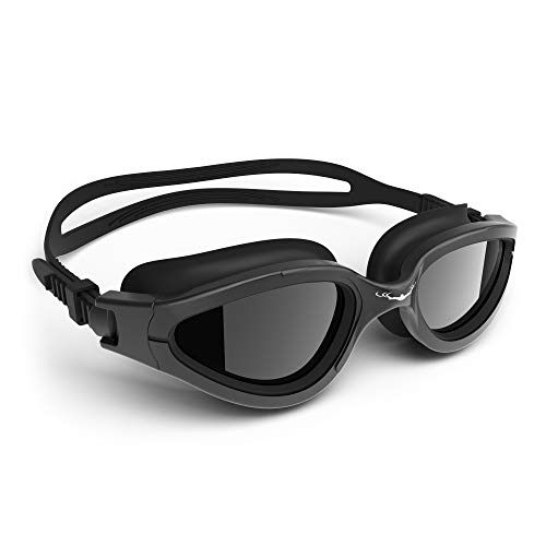 AqtivAqua Gafas de natación polarizadas PDX // Entrenamientos de natación - Mar Abierto // Línea para Interiores - Exteriores (Gafas Negras + Estuche Negro)