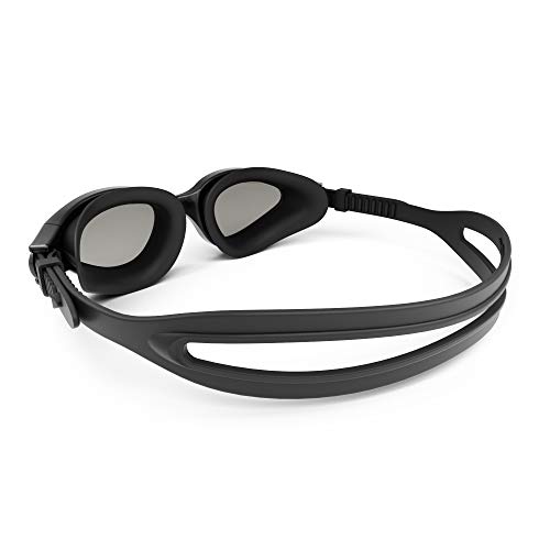 AqtivAqua Gafas de natación polarizadas PDX // Entrenamientos de natación - Mar Abierto // Línea para Interiores - Exteriores (Gafas Negras + Estuche Negro)