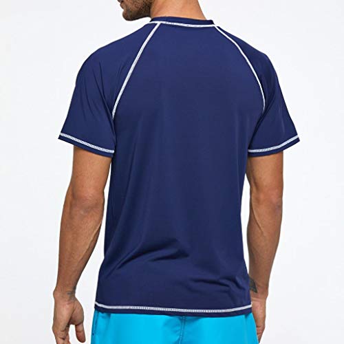 Arcweg Camiseta Hombres Mangas Cortas Rash Guard de Protección UPF 50＋Secado Rápido Deportes Acuáticos Surf Natación Verano Azul Oscuro M(EU)