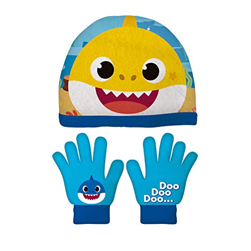 ARDITEX SK13449 Set de Guantes mágicos y Gorro de poliéster de Nickelodeon-Baby Shark