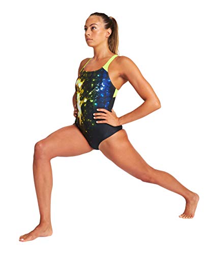 ARENA 4053 Bañador Deportivo Mujer Vibration, Black-Soft Green, 46