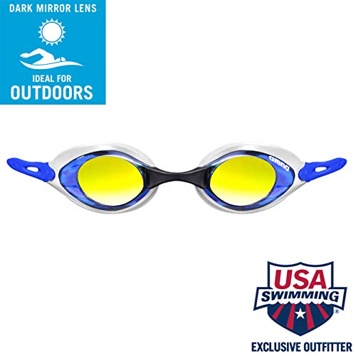 ARENA Cobra Mirror Gafas de Natación, Unisex Adulto, Azul/Naranja, Universal