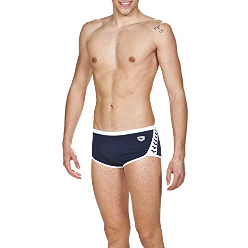 Arena M Low Waist Short Bañador Corto De Tiro Bajo Hombre Team Stripe, Navy-White, 90