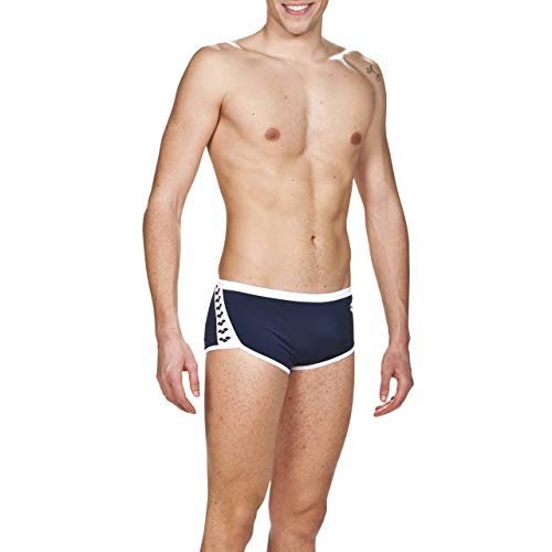 Arena M Low Waist Short Bañador Corto De Tiro Bajo Hombre Team Stripe, Navy-White, 90