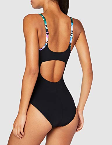 ARENA W Strap Back One Piece Bañador Bodylift Mujer Misaki Copa B, Black-Multicolor, 46