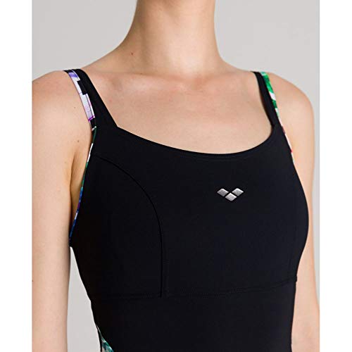 ARENA W Strap Back One Piece Bañador Bodylift Mujer Misaki Copa B, Black-Multicolor, 46