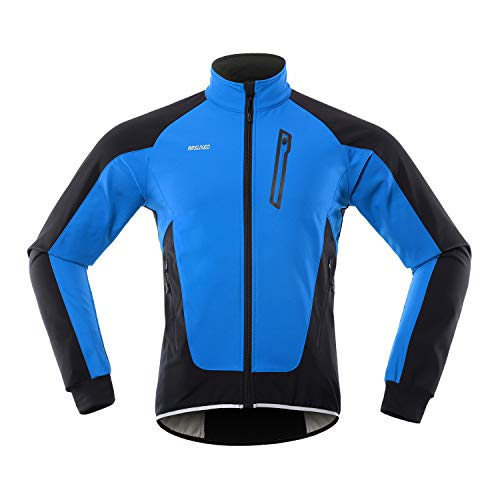 ARSUXEO Chaqueta Ciclismo Hombre Invierno Polar Térmico Softshell MTB Ropa de motorista 20B Azul XL