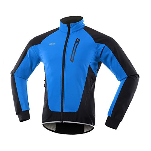 ARSUXEO Chaqueta Ciclismo Hombre Invierno Polar Térmico Softshell MTB Ropa de motorista 20B Azul XL