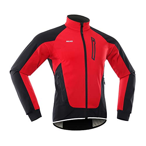 ARSUXEO Chaqueta Ciclismo Hombre Invierno Polar Térmico Softshell MTB Ropa de motorista 20B rojo M