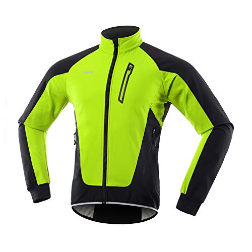 ARSUXEO Chaqueta Ciclismo Hombre Invierno Polar Térmico Softshell MTB Ropa de motorista 20B Verde M