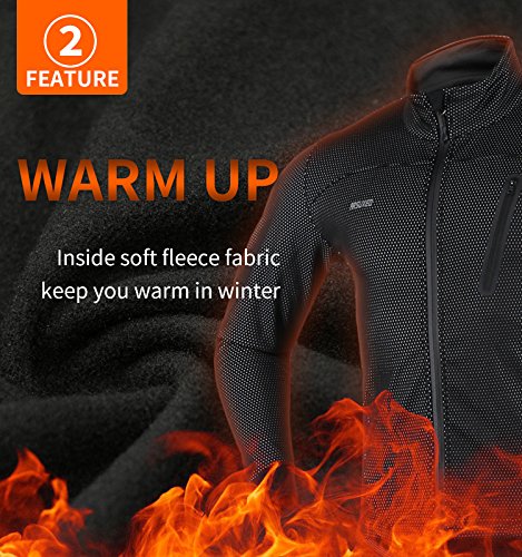 ARSUXEO Chaqueta de ciclismo Chaqueta térmica de invierno MTB para hombre Abrigo softshell para impermeable y resistente al viento 16H negro XL