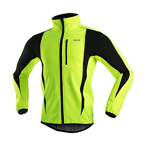 ARSUXEO de Ciclismo Chaqueta de Bicicleta Transpirable térmica de Invierno para Hombre 15K Verde M