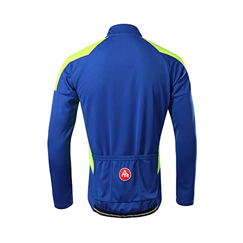 ARSUXEO Maillot de Ciclismo Jersey Hombre Manga Larga Bicicleta de Montaña Camisa Bicicleta Ropa 4 Bolsillos 6032 Azul XXL