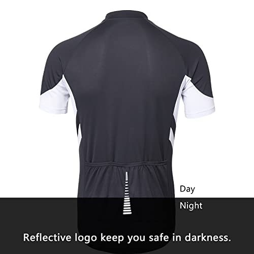 ARSUXEO Maillot de Ciclismo para Hombre Camisa de Manga Larga con Cremallera Completa y Bolsillos 6030 Gris Oscuro L