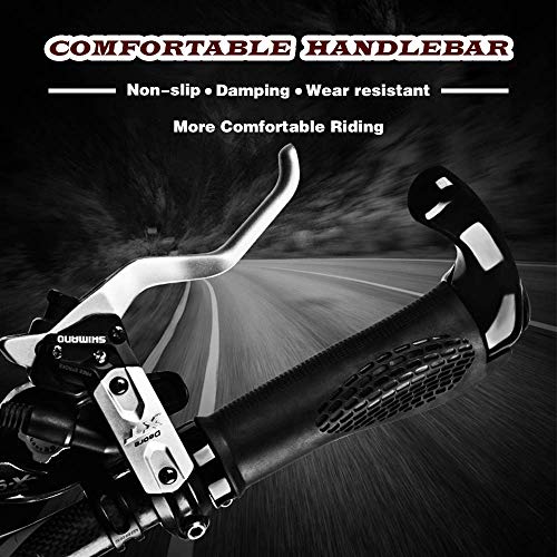 ASEOK Asas para Manillar de Bicicleta de la Marca diseño ergonómico de Goma para Manillar de Bicicleta de montaña, con Extremos de Cuernos, Protector cómodo, Adecuado para 22,2 mm (Negro)