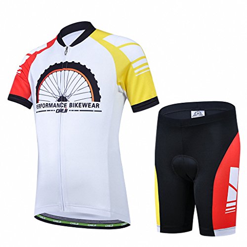 Ateid Maillot de Ciclismo y Pantalones Cortos para Niños Blanco-Rojo 2XL 9-11 Años