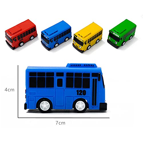 ATIN 4 piezas pequeño autobús TAYO juguete, pequeño autobús TAYO coche juguete, tire hacia atrás mini coches para amigo mini (Tayo Rogi Gani Rani)