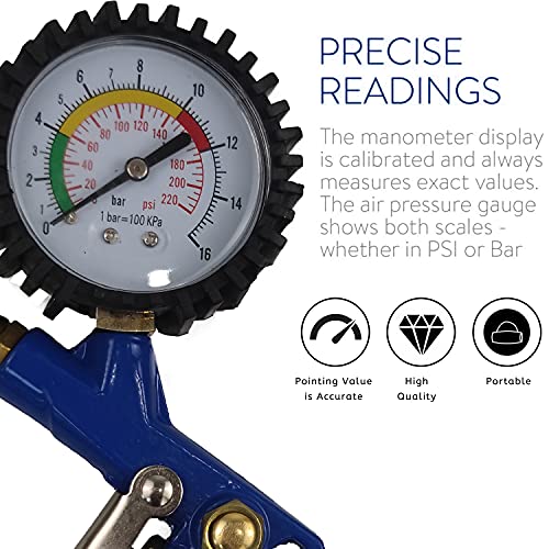 Auflosung Pistola De Presión De Neumáticos, Medidor De Presión De Neumáticos Automáticos, Herramienta De Prueba De Neumáticos, Adecuada Para Motocicletas, Automóviles, Bicicletas.