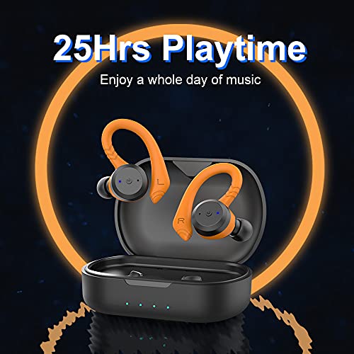 Auriculares Inalámbricos Deportivos, Auriculares Bluetooth 5.1 Estéreo con Micrófono, Cascos Inalambricos IPX7 Impermeable, Cancelación de Ruido In Ear Auriculares con Carga Rápida USB-C, para Correr